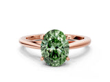 Rose gold Fancy Green Oval  Solitaire Engagement Ring with Four-Prong Setting and Classic Band 2