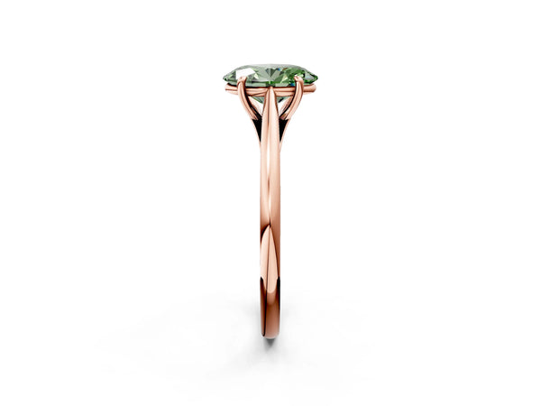 Rose gold Fancy Green Oval  Solitaire Engagement Ring with Four-Prong Setting and Classic Band