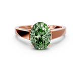 Rose gold Fancy Green Oval  Solitaire Engagement Ring with Four-Prong Setting and Tapered Band_3