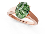 Rose gold Fancy Green Oval  Solitaire Engagement Ring with Four-Prong Setting and Tapered Band_4