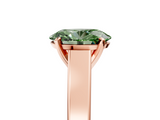 Rose gold Fancy Green Oval  Solitaire Engagement Ring with Four-Prong Setting and Tapered Band_8