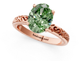 Rose gold Fancy Green Oval  Solitaire Engagement Ring with Scrollwork Band and Four-Prong Setting_187