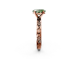 Rose gold Fancy Green Oval  Solitaire Engagement Ring with Scrollwork Band and Four-Prong Setting_188