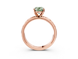 Rose gold Fancy Green Oval  Solitaire Engagement Ring with Scrollwork Band and Four-Prong Setting_189
