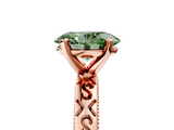 Rose gold Fancy Green Oval  Solitaire Engagement Ring with Scrollwork Band and Four-Prong Setting_191