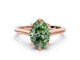 Rose gold Fancy Green Oval  Solitaire Engagement Ring with Six-Prong Setting and Classic Band 1
