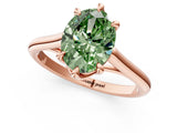 Rose gold Fancy Green Oval  Solitaire Engagement Ring with Six-Prong Setting and Classic Band 2