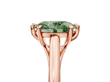 Rose gold Fancy Green Oval  Solitaire Engagement Ring with Six-Prong Setting and Classic Band