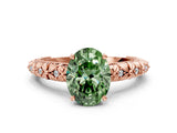Rose gold Fancy Green Oval  Solitaire Floral Milgrain Engagement Ring_30