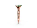 Rose gold Fancy Green Oval  Solitaire Floral Milgrain Engagement Ring_32