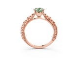Rose gold Fancy Green Oval  Solitaire Floral Milgrain Engagement Ring_33