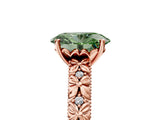 Rose gold Fancy Green Oval  Solitaire Floral Milgrain Engagement Ring_35