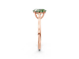 Rose gold Fancy Green Oval  Solitaire Heart Prong Engagement Ring with Tapered Band_57