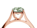 Rose gold Fancy Green Oval  Solitaire Heart Prong Engagement Ring with Tapered Band_59