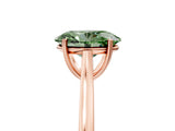Rose gold Fancy Green Oval  Solitaire Heart Prong Engagement Ring with Tapered Band_60