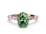 Rose gold Fancy Green Oval  Solitaire Marquise Side Stone Prong Setting Ring_44