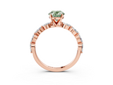 Rose gold Fancy Green Oval  Solitaire Marquise Side Stone Prong Setting Ring_47