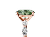 Rose gold Fancy Green Oval  Solitaire Marquise Side Stone Prong Setting Ring_49