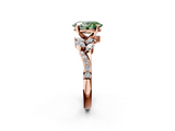 Rose gold Fancy Green Oval  Solitaire Marquise Twist Band with Six-Prong Setting_61