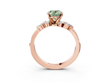Rose gold Fancy Green Oval  Solitaire Marquise Twist Band with Six-Prong Setting_62
