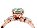 Rose gold Fancy Green Oval  Solitaire Marquise Twist Band with Six-Prong Setting_63