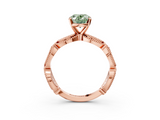 Rose gold Fancy Green Oval  Solitaire Milgrain Diamond Engagement Ring with Bezel and Marquise Band_151