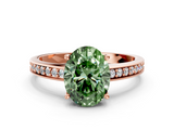 Rose gold Fancy Green Oval  Solitaire Pavé Band Prong Setting Ring_20