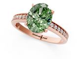 Rose gold Fancy Green Oval  Solitaire Pavé Band Prong Setting Ring_21