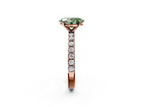 Rose gold Fancy Green Oval  Solitaire Pavé Band with Four-Prong Setting_154