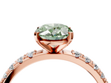 Rose gold Fancy Green Oval  Solitaire Pavé Band with Four-Prong Setting_156