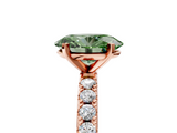 Rose gold Fancy Green Oval  Solitaire Pavé Band with Four-Prong Setting_157