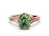 Rose gold Fancy Green Oval  Solitaire Pavé Band with Four-Prong Setting_28
