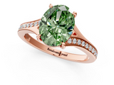 Rose gold Fancy Green Oval  Solitaire Pavé Band with Four-Prong Setting_29