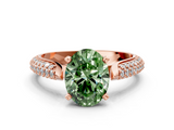Rose gold Fancy Green Oval  Solitaire Pavé Diamond Engagement Ring with Four-Prong Setting_154