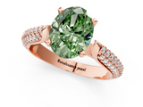 Rose gold Fancy Green Oval  Solitaire Pavé Diamond Engagement Ring with Four-Prong Setting_155