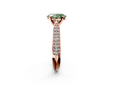 Rose gold Fancy Green Oval  Solitaire Pavé Diamond Engagement Ring with Four-Prong Setting_156