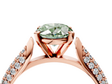 Rose gold Fancy Green Oval  Solitaire Pavé Diamond Engagement Ring with Four-Prong Setting_159
