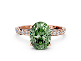 Rose gold Fancy Green Oval  Solitaire Pavé Diamond Engagement Ring with Four-Prong Setting_59