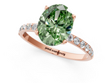 Rose gold Fancy Green Oval  Solitaire Pavé Diamond Engagement Ring with Four-Prong Setting_60