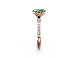 Rose gold Fancy Green Oval  Solitaire Pavé Diamond Engagement Ring with Four-Prong Setting_61