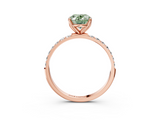 Rose gold Fancy Green Oval  Solitaire Pavé Diamond Engagement Ring with Four-Prong Setting_62