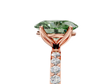 Rose gold Fancy Green Oval  Solitaire Pavé Diamond Engagement Ring with Four-Prong Setting_64