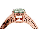 Rose gold Fancy Green Oval  Solitaire Pavé Diamond Milgrain Engagement Ring with Four-Prong Setting_7