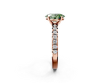Rose gold Fancy Green Oval  Solitaire Pave Diamond Engagement Ring with Four-Prong Setting_333
