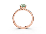 Rose gold Fancy Green Oval  Solitaire Pave Diamond Engagement Ring with Four-Prong Setting_334