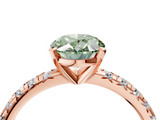 Rose gold Fancy Green Oval  Solitaire Pave Diamond Engagement Ring with Four-Prong Setting_335