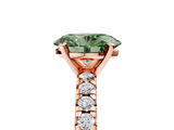 Rose gold Fancy Green Oval  Solitaire Pave Diamond Engagement Ring with Four-Prong Setting_336