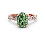 Rose gold Fancy Green Oval  Solitaire Pave Diamond Engagement Ring with Prong Setting_20