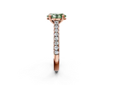 Rose gold Fancy Green Oval  Solitaire Pave Diamond Engagement Ring with Prong Setting_22