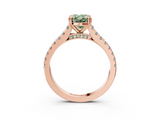 Rose gold Fancy Green Oval  Solitaire Pave Diamond Engagement Ring with Prong Setting_23